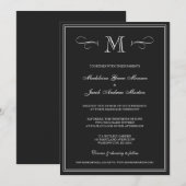 Formmonogramm| Schwarz-Weiß-Hochzeit Einladung (Vorne/Hinten)