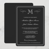 Formmonogramm| Schwarz-Weiß-Hochzeit Einladung (Vorne/Hinten)