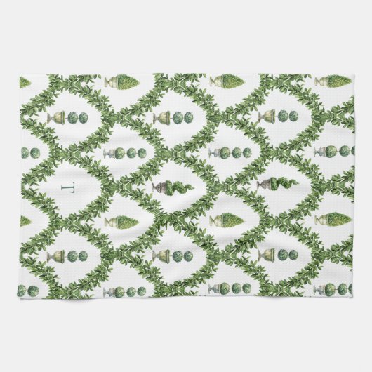 Formschnitt-Baum-Gitter Monogramm Geschirrtuch (Horizontal)