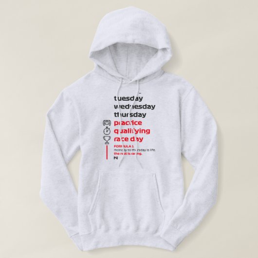 FORMULA 1 RACE WEEK WHITE HOODIE (Design vorne)