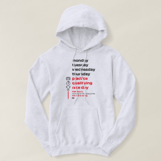 FORMULA 1 RACE WEEK WHITE HOODIE (Design vorne)