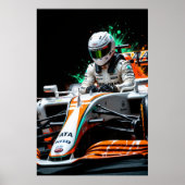 Formula One Racer in Car Ready for High Speed  Poster (Vorne)