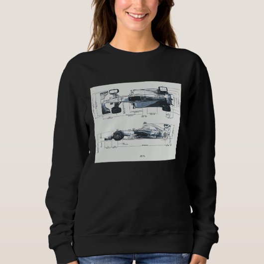 Formula Racing Car Blueprint Mechanical Engineerin Sweatshirt (Vorderseite)