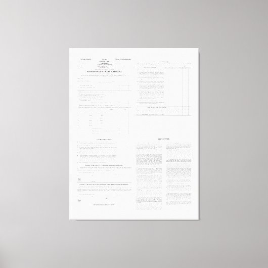 Formular 1040 für die ursprüngliche Einkommensteue Leinwanddruck (Vorderseite)