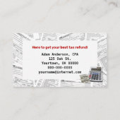 Formular 1040 zur Rechnungslegung Visitenkarte (Rückseite)