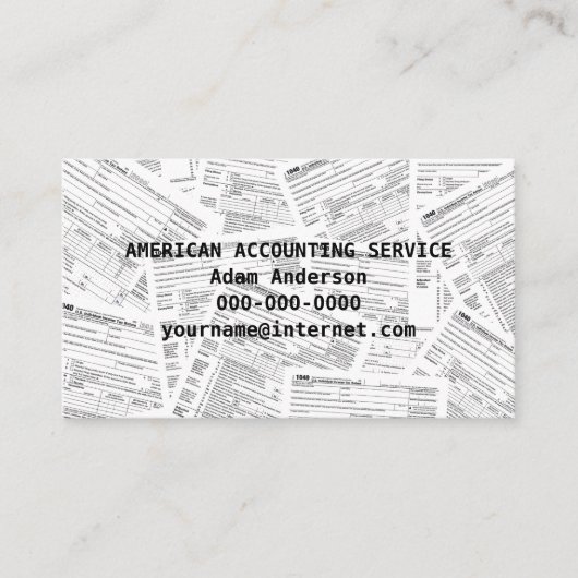 Formular 1040 zur Rechnungslegung Visitenkarte (Vorderseite)