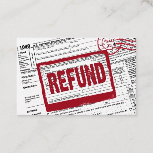 Formular 1040 zur Rechnungslegung Visitenkarte (Vorderseite)