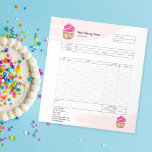 Formular für Bestellungen von Backwaren mit Kondit Notizblock<br><div class="desc">Bestellformular für Konditorei Cupcake Bakery</div>