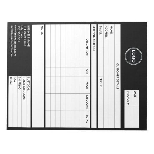 Formular für den Empfang von Logos für den Verkauf Notizblock (Vorderseite)