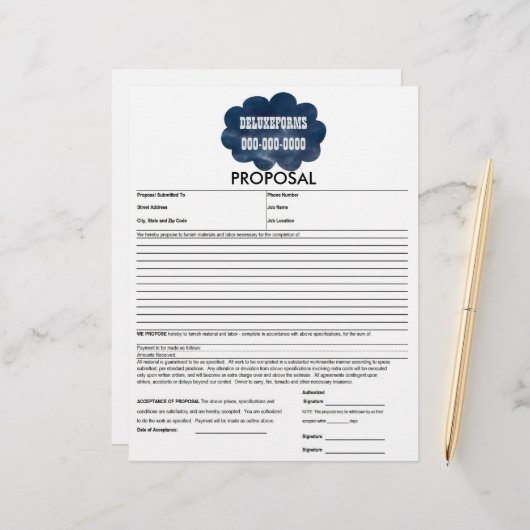 Formular für den Vorschlag für farbenfrohe blaue W (Vorderseite/Rückseite Beispiel)