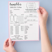 Formular für die Bestellung der rosafarbenen Tasse Flyer (Hand)