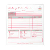 Formular für die Bestellung moderner farbiger Bäck Notizblock (Vorderseite)