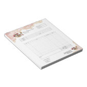 Formular für die Bestellung von Backwaren mit Kond Notizblock (angewinkelt)