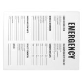 Formular für die Notfallorganisation Notizblock (Vorderseite)