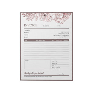 Formular für Vintage braune florale Rahmen-Rechnun Notizblock