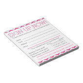 Formular für Zickzack Kontaktinformationen in Rosa Notizblock (angewinkelt)