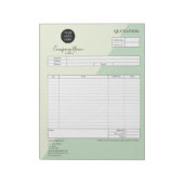 Formular Geschäftsanweisung, Rechnung, Logo-Nummer Notizblock (Rotiert)