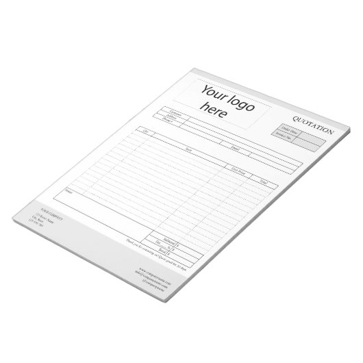 Formular Geschäftsanweisung, Rechnung oder Verkauf Notizblock (angewinkelt)