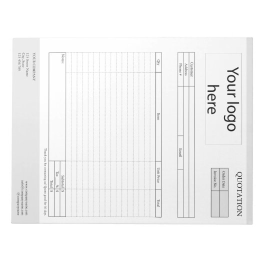 Formular Geschäftsanweisung, Rechnung oder Verkauf Notizblock (Vorderseite)