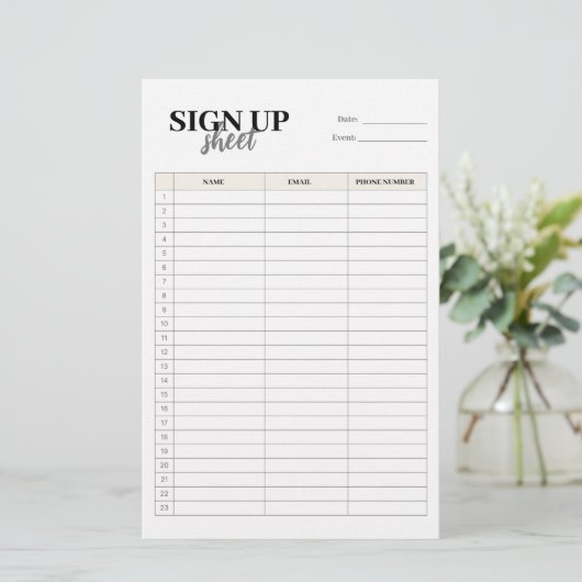 Formular-Vorlage abonnieren Briefpapier (Stehend Vorderseite)