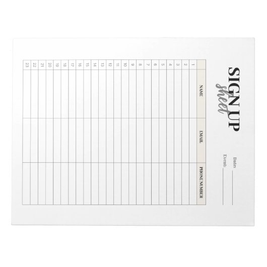 Formular-Vorlage abonnieren Notizblock (Vorderseite)