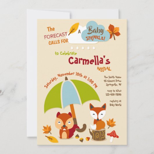 Forrest Animals Kinderdusche Einladung (Vorderseite)