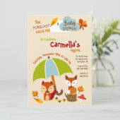 Forrest Animals Kinderdusche Einladung (Stehend Vorderseite)