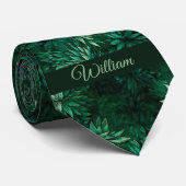 Forrest Green Botanic Monogram Krawatte (Gerollt)