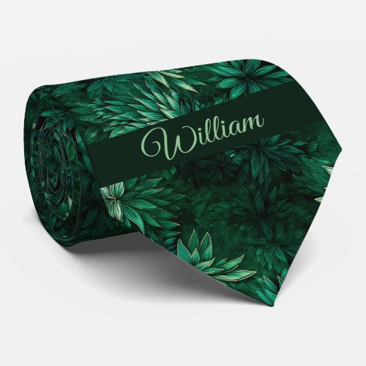 Forrest Green Botanic Monogram Krawatte (Gerollt)