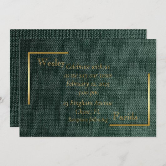 Forrest Green Clean Line Einladung Hochzeit (Vorne/Hinten)