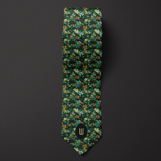 Forrest Green und Gold Floral Tapestes Krawatte