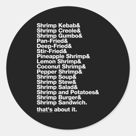 Forrest Gump Shrimp Runder Aufkleber (Vorderseite)