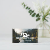 Forrest Lake and Mountains | Camping-Logo Visitenkarte (Stehend Vorderseite)