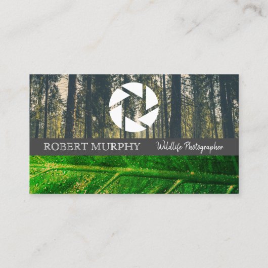 Forrest | Leaf | Camera Lens Icon Visitenkarte (Vorderseite)