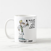 Forscher Cartoon Man Kaffeetasse (Links)