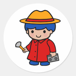 Forscher-Junge Runder Aufkleber
