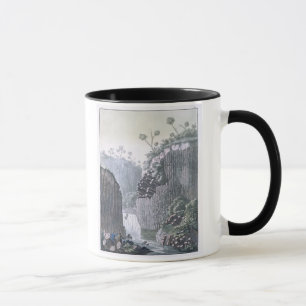 Forscher mit Humboldts Expedition im Basalt Tasse
