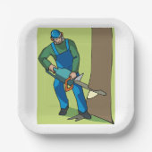 Forstarbeiter Pappteller (Vorderseite)