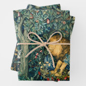 FORSTTIERE Fasan, Fox, Löwe, Hase, grüne Blüte Geschenkpapier Set (Beispiel)