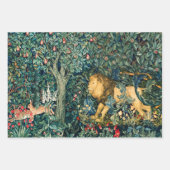 FORSTTIERE Fasan, Fox, Löwe, Hase, grüne Blüte Geschenkpapier Set (Vorderseite)