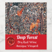 FORSTTIERE Fasane Rotfuchs, graue Blüte Weinetikett (Einzelnes Label)