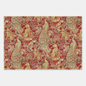 FORSTTIERE, FOX, PEACOCK, HARE, ROTE GRÜNE BLUME GESCHENKPAPIER SET (Vorderseite)
