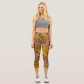 FORSTTIERE, FOX, PEACOCK, LILA BLUMENGOLD CAPRI LEGGINGS (Vorderseite)