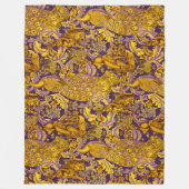 FORSTTIERE, FOX, PEACOCK, LILA BLUMENGOLD FLEECEDECKE (Vorderseite)