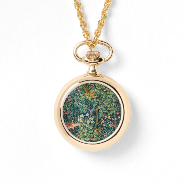 FORSTTIERE Haare, Fasan, grüne Blüte Armbanduhr (Vorderseite)