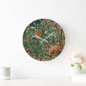 FORSTTIERE Pheasant Red Fox Green Floral Große Wanduhr (Zuhause)
