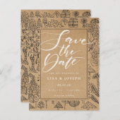 Forstwald Rustic Kraft Drehbuch Save the Date Ankündigungspostkarte (Vorne/Hinten)