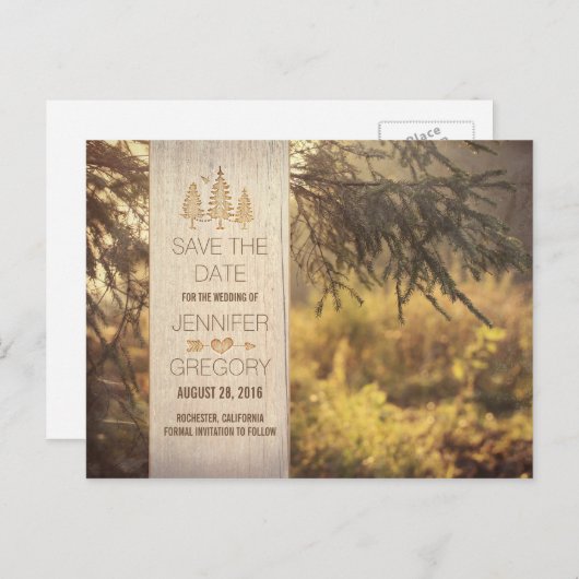 Forstwirtschaftliche Save the Date Postkarten (Vorne/Hinten)