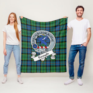 Forsyth Ancient Clan Abzeichen Tartan Kariert Fleecedecke