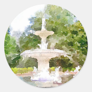 Forsyth Brunnen Aquarell-dem Druck in der Runder Aufkleber